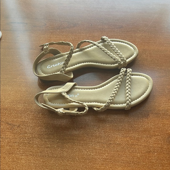 Greatonu Women's Beige Braided Sandals - Picture 1 of 1
